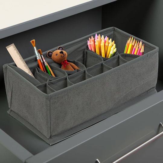 Cutie de Depozitare din Material Textil pentru Cravate Lenjerie Intimă Curele Șosete în Culoare Gri 32x16x11cm