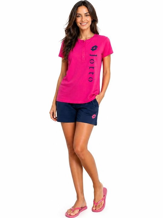 Lotto Set Pijamale Dama de Vară din Bumbac Fucsia