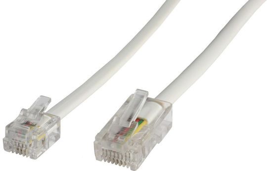 Microconnect Плосък Телефонен Кабел RJ11 6P4C 6m Бял (MPK456)
