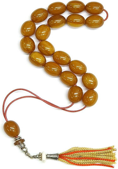 Roloi Komboloi Worry Beads with 19 Beads Made of Mastic Length 33cm Honey
