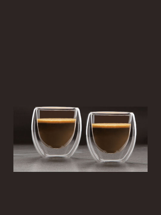 Set Glass Transparent Espresso Cups 80ml 2 Pieces