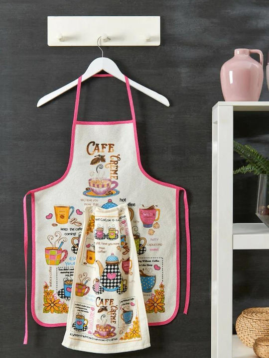 Rebeka Home Ποδιά Κουζίνας με Πετσέτα Καφέ prestilka1007
