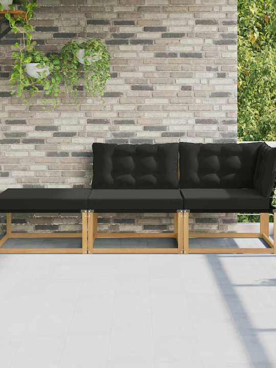 Three-Seater Outdoor Wooden Sofa With Cushions 241.5x83x73cm