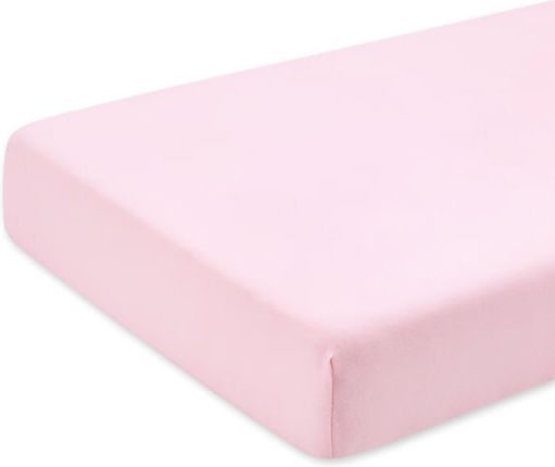 Rebeka Home Детски Чаршаф За Количка Памучен с Ластик Розов 60x120см