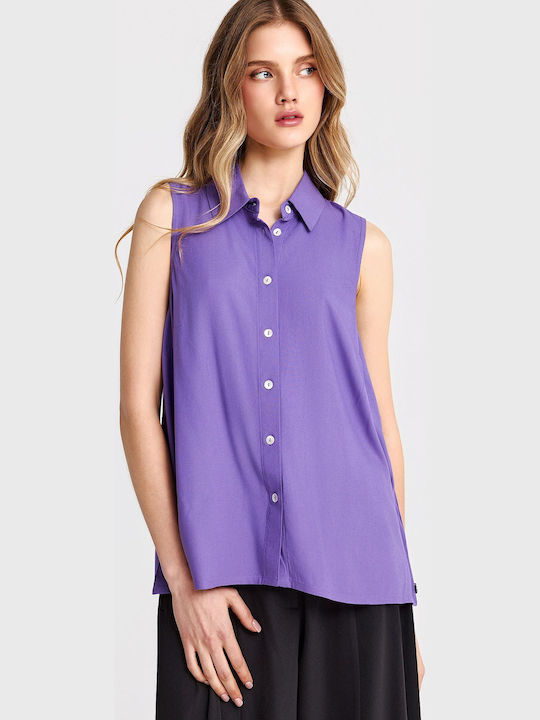 Funky Buddha Sleeveless Women's Shirt DUSTY LAV...