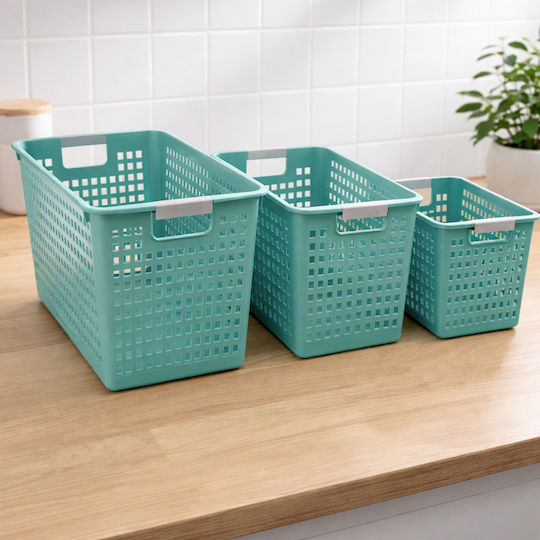 Coș De Depozitare Din Plastic Verde 3 Bucăți