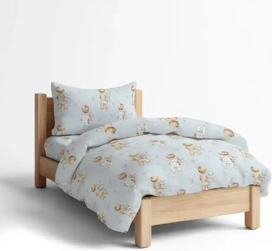 Borea Set Kinderbettlaken Baumwoll Hellblau 160x250cm 3 Stück