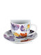 Coffee Cups Porcelain Purple Blossom Set 6 Pieces