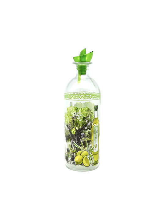 Set of 6 Glass Oil Bottles 0.5lt Flow Spout Olive Design Ankor Pcs