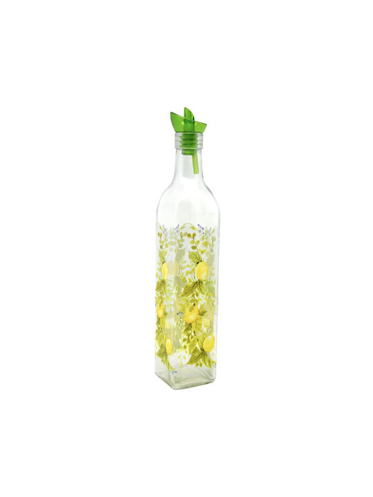 Set of 6 Glass Oil Bottles 0.5lt Flow Spout Lemon Design Ankor Pcs