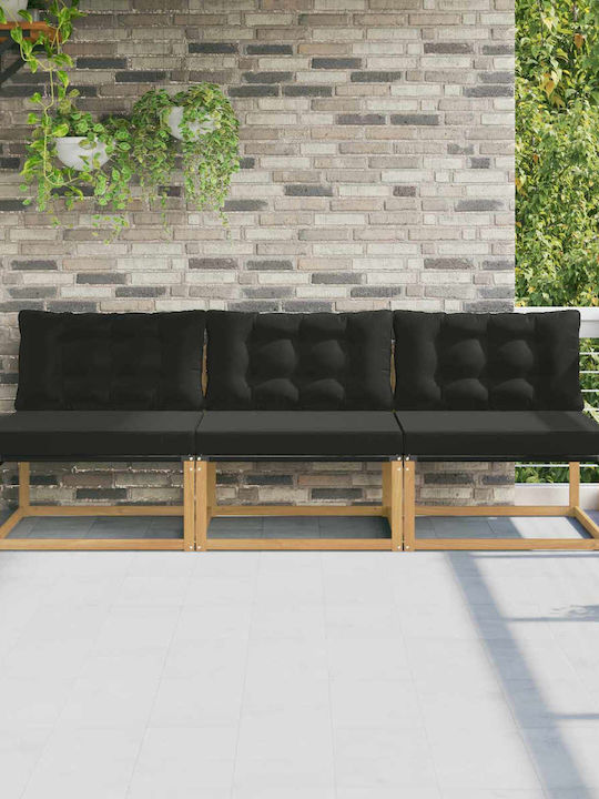 Three-Seater Outdoor Wooden Sofa With Cushions