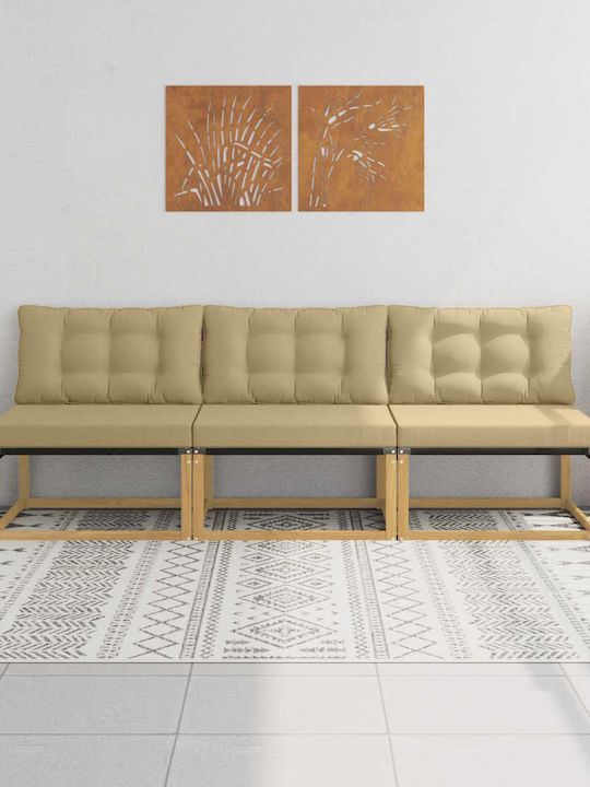 Three-Seater Outdoor Wooden Sofa With Cushions