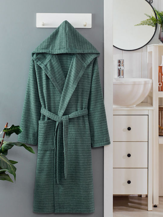 Rebeka Home Халат с Качулка Зелен 450гр/м²