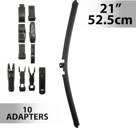 21 Inch 52.5 Cm Windshield Wiper Universal 10 Adapters Rubber Blade Easy Installation
