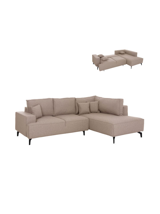 Saffira Colțar Canapea Pat cu Colțul din Dreapta și Spațiu de Depozitare Bej 270x112x100cm