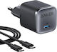 Anker Anker Φορτιστής mit USB-C Ausgangsanschlüssen und Kabel USB-C - USB-C 45W Stromlieferung Schwarz (Nano)