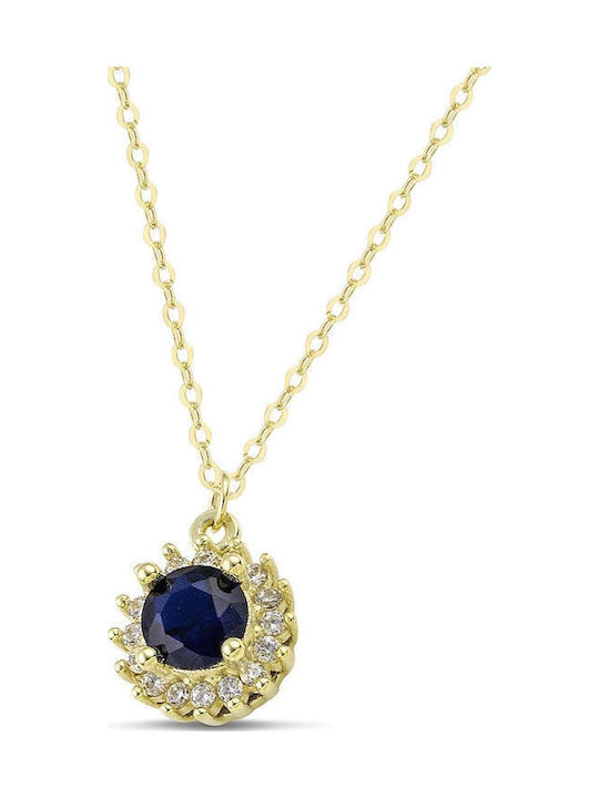 Themelidis Jewels Halskette Rosette aus Gold 14K mit Zirkon Blau