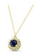 Themelidis Jewels Halskette Rosette aus Gold 14K mit Zirkon Blau