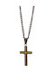 Oxzen Men's Cross from Gold Plated Steel with Chain