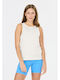 Damen Sport Top Ärmellos mit Netz Weiß