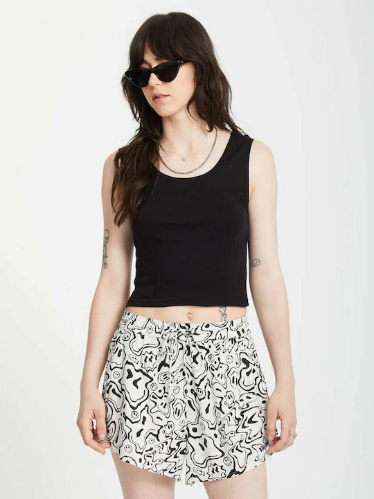 Stone Women's Crop Top Cotton Sleeveless Black Black