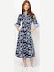 Summer Midi Shirt Dress Blue