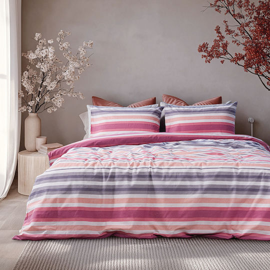 Beauty Home 12562 Подредба Чаршафи Двойни 200x260см Розови, Сиви (4 Бройки) 12562СЕДИ