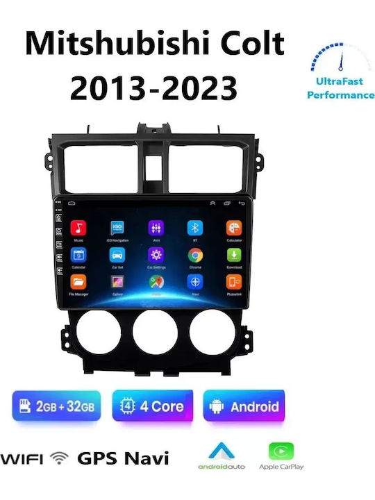 Car Audio System for Mitsubishi Colt 2013-2023 Bluetooth USB WiFi GPS Apple CarPlay Android Auto with 9" Touch Screen