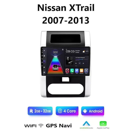 Car Audio System for Nissan X-Trail 2007-2013 Bluetooth USB WiFi GPS Apple CarPlay Android Auto with 10" Touch Screen