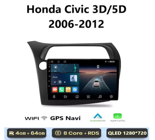 Car Audio System for Honda Civic 2006-2012 with Clima (Bluetooth/USB/WiFi/GPS/Apple CarPlay/Android Auto) with 9" Touch Screen