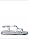 Damen Flache Sandalen Silber