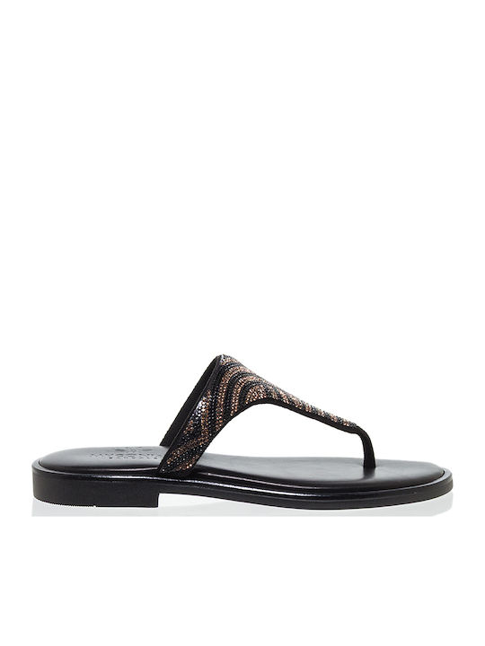 Myconian Leather Women's Flat Sandals Black