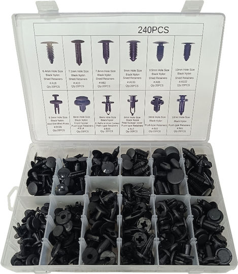 Σετ Κλιπς Ταπετσαρίας 240 Τεμαχίων Ford Toyota Honda Bmw Crysler Buick Benz Subaru Suzuki Sks Tools 40000453