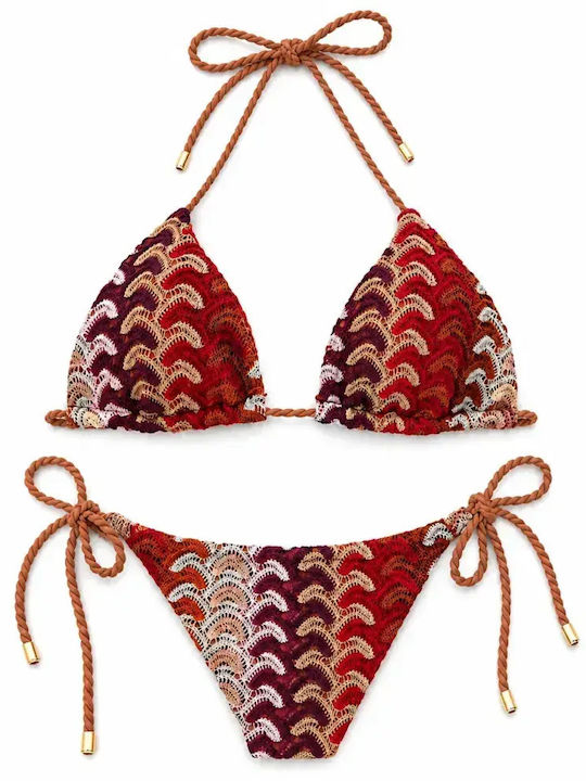 Bikini Set Triangle & Brazil Brown Colour With Bordeaux Shades