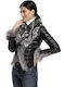 Leder Damenjacke für Winter Silber SILBER