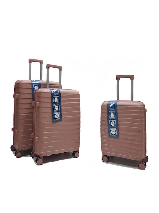 Valize de Călătorie Sigure Roz cu 4 Roți Set 3 Bucăți