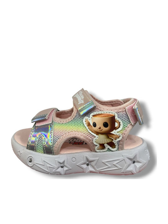 Kids' Sandals Bio with Hoop & Loop Closure & Lights Pink
