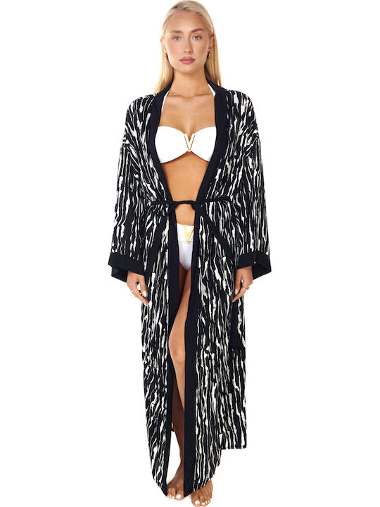 Comfort Γυναικείο Κιμονό Παραλίας Μαύρο