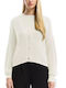 Short Women's Knitted Cardigan Cream
