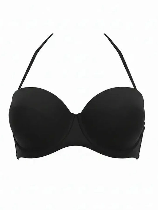 Strapless Bikini Top With Padding Black