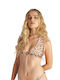 Bikini Triangle D Cup With Padding Beige Leather