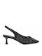Suede Heels with Strap & Medium Heel Black