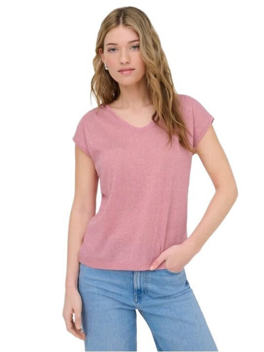 Only Women's Blouse with V Neckline Bonbon