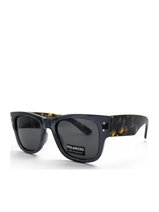 Riverio Unisex Sunglasses With Gray Horn-Rimmed Frame And Gray Polarized Lens
