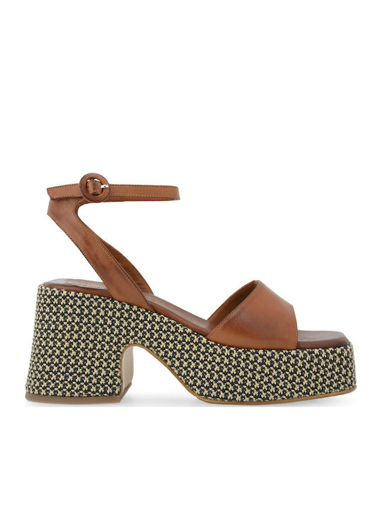 Tsakiris Mallas Damen Sandalen Leder Tabac Braun