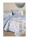 SteweHome Bed Sheet Set with 1 Pillowcase King Size with Rubber Hugger 200x220cm Blue Grey 4 Pieces