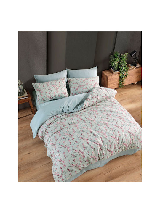 SteweHome Bed Sheets Set With 2 Pillowcases Double 200x220cm Green (3 Pieces)