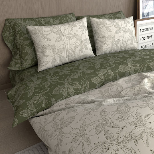 Charalambidis Textiles Κρίνος Σεντόνι Μονό 160x260εκ. Λαδί