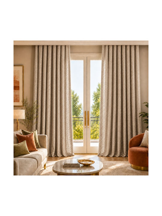 My Home Luxury Curtain With Pencil Pleat Beige 280x270cm