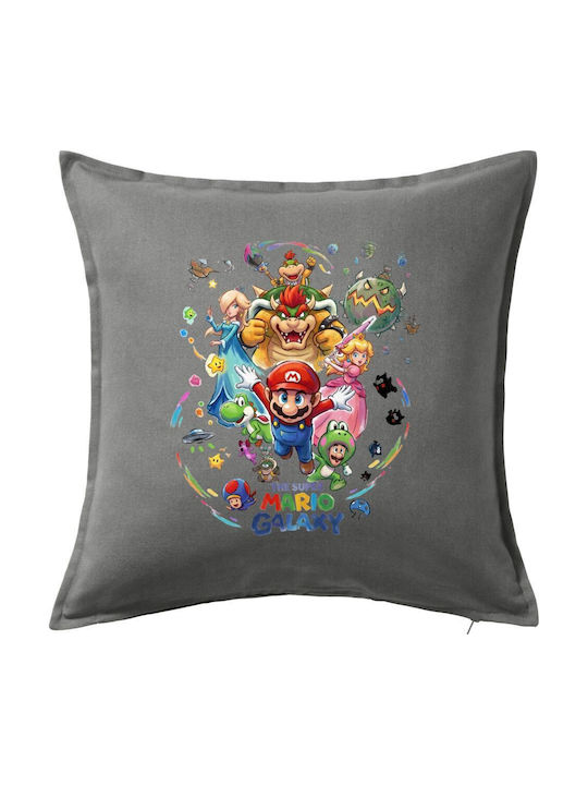 Mario Galaxy Kids Throw Pillow Couch Gray 100% ...